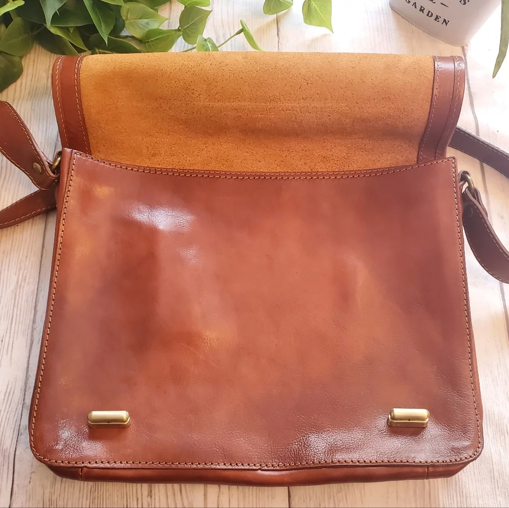 Men's Cognac Vegetable Tanned Italian Leather Briefcase/ Laptop Bag